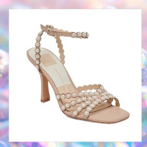 Dolce Vita Pearl-Embellished Nude Heels
